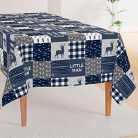 little man - navy and grey (buck) quilt woodland