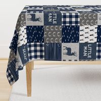 little man - navy and grey (buck) quilt woodland