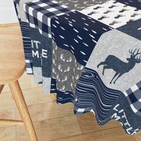 little man - navy and grey (buck) quilt woodland