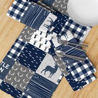 little man - navy and grey (buck) quilt woodland