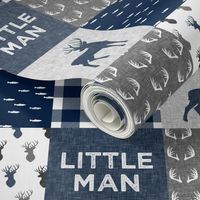 little man - navy and grey (buck) quilt woodland