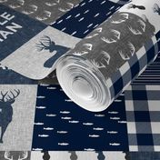 little man - navy and grey (buck) quilt woodland