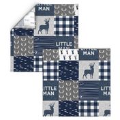 little man - navy and grey (buck) quilt woodland