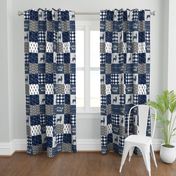 little man - navy and grey (buck) quilt woodland