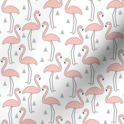small vintage pink flamingos on-white