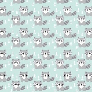 small raccoons on-turquoise