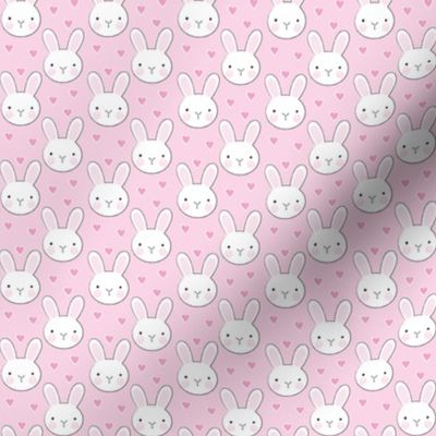 tiny bunny-faces and-hearts on-bright-pink