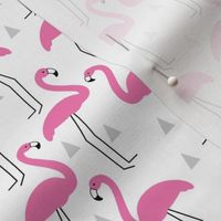 small bright pink flamingos-on-white 