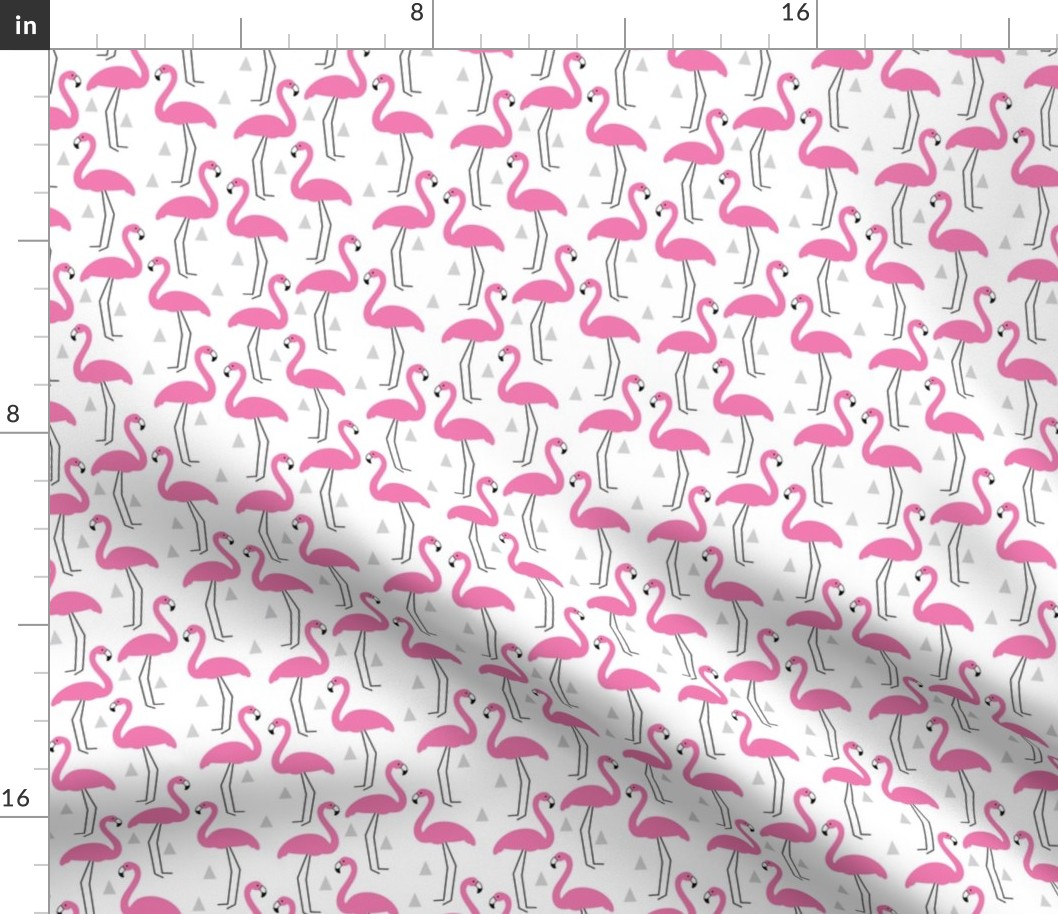 small bright pink flamingos-on-white 