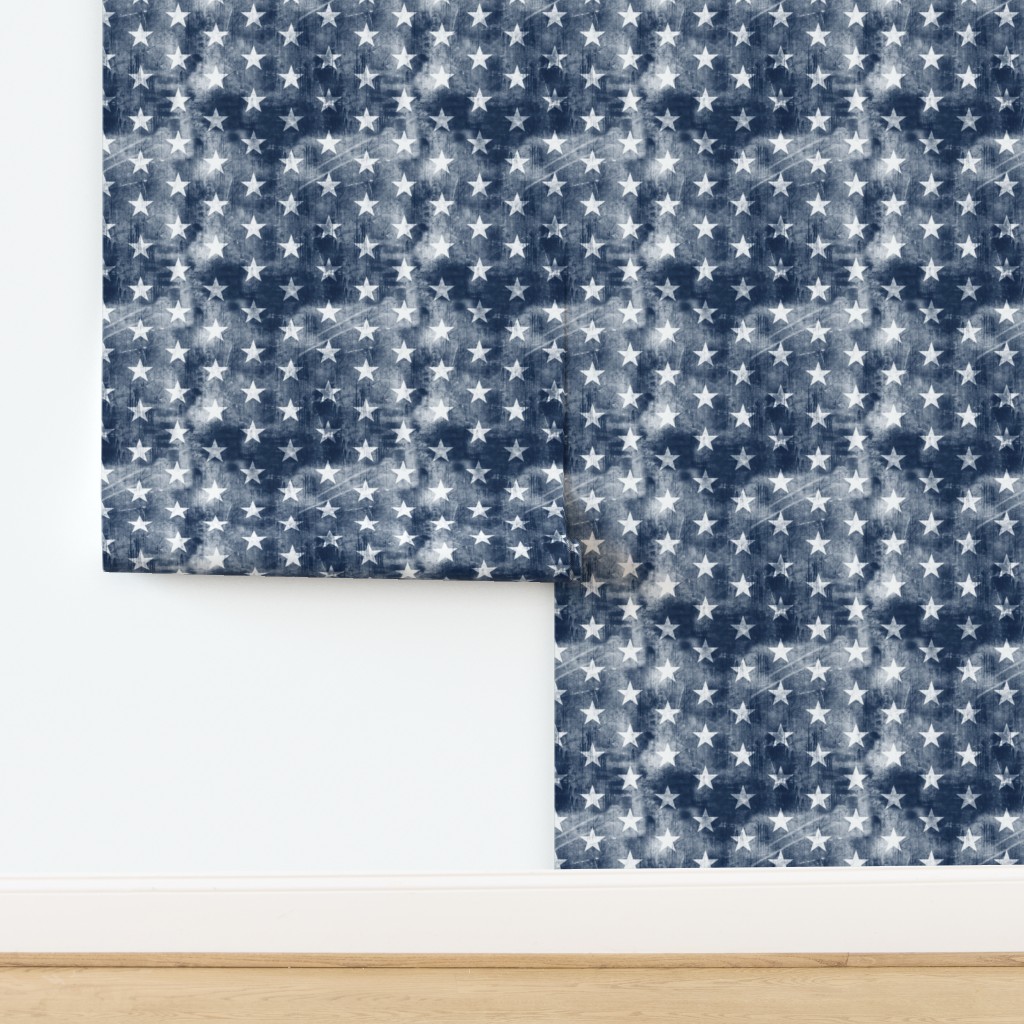 distressed stars on navy Wallpaper | Spoonflower