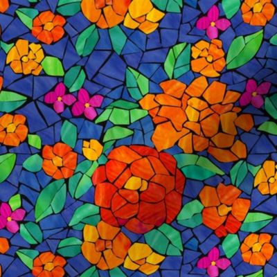 Floral Glass Tile Mosaic