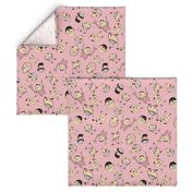 Egg Heads Seamless Repeating Pattern on Pink