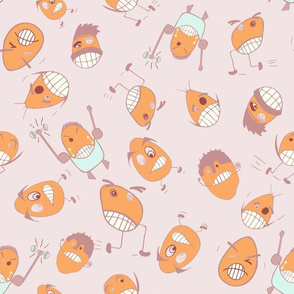 Egg Heads Seamless Repeating Pattern on Light Pink