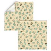 Egg Heads Seamless Repeating Pattern on Teal