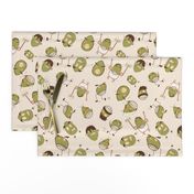 Egg Heads Seamless Repeating Pattern on Beige