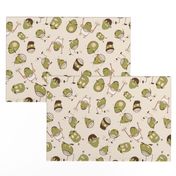 Egg Heads Seamless Repeating Pattern on Beige