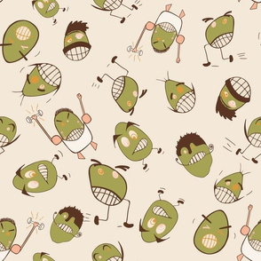 Egg Heads Seamless Repeating Pattern on Beige