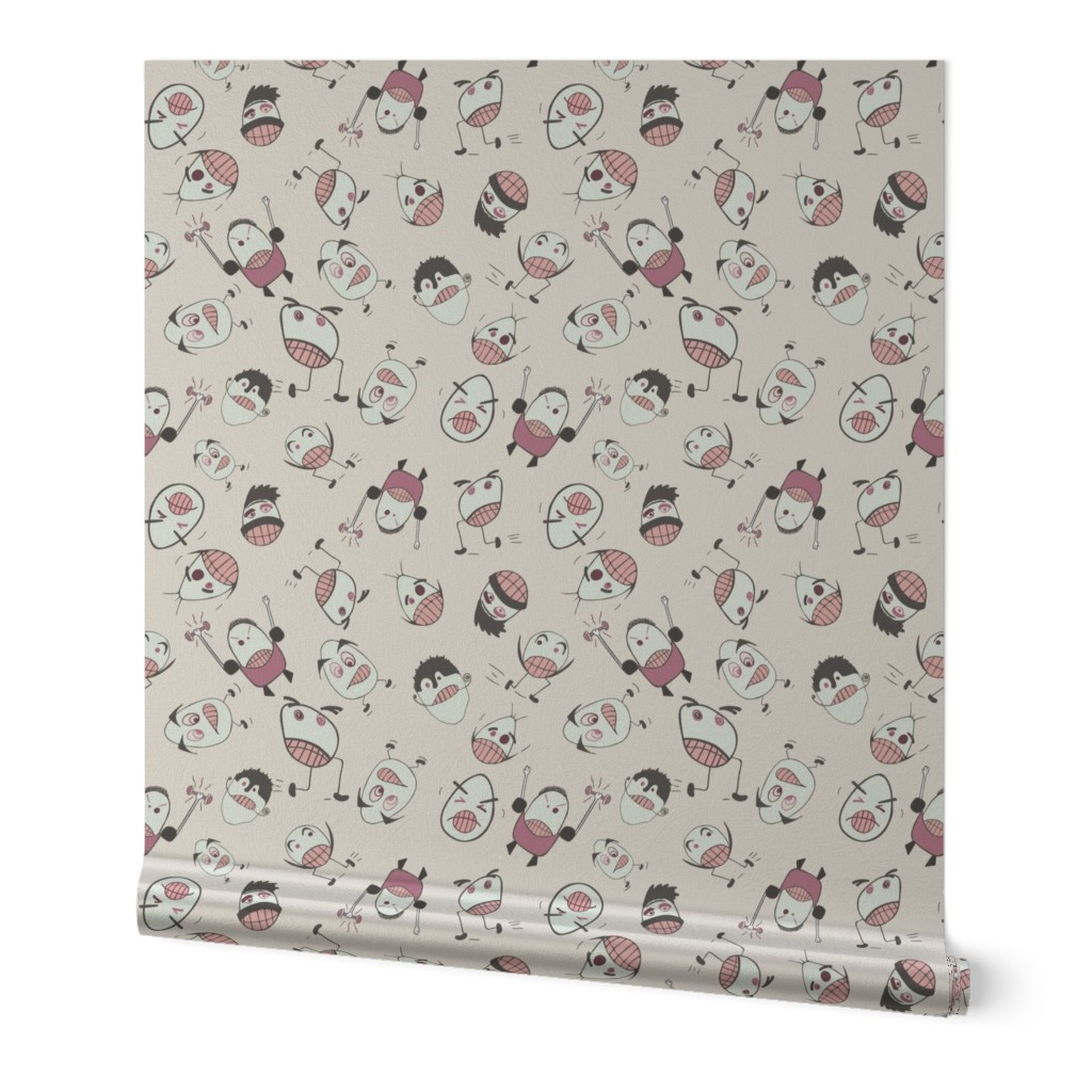 Egg Heads Seamless Repeating Pattern on Cream