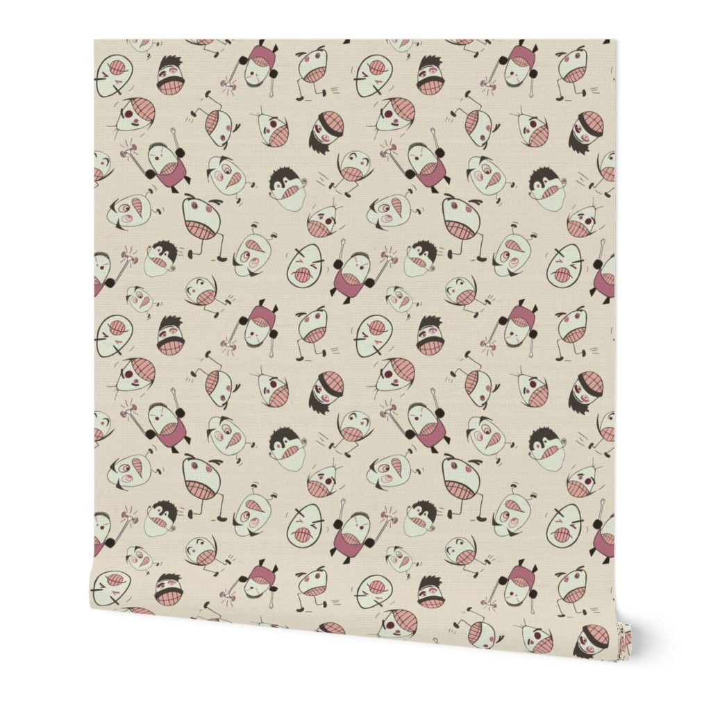 Egg Heads Seamless Repeating Pattern on Cream