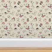 Egg Heads Seamless Repeating Pattern on Cream