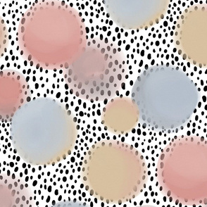 Watercolor Circles on Polka Egg Dots