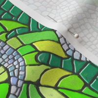 Dinosaur and Hummingbird Mosaic Lime Green