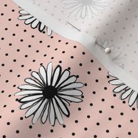 daisy fabric // dots florals 90s girls flower fabric - blush dots