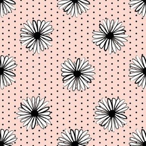 daisy fabric // dots florals 90s girls flower fabric - blush dots