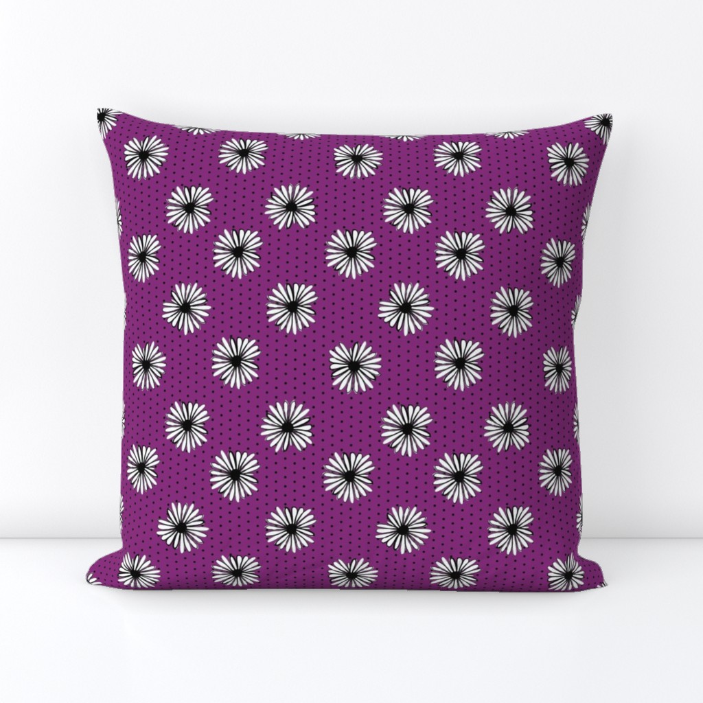 daisy fabric // dots florals 90s girls flower fabric - purple dots