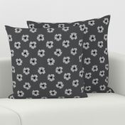 daisy fabric // dots florals 90s girls flower fabric - charcoal dots