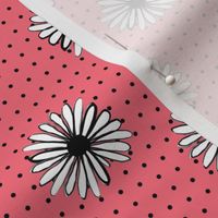 daisy fabric // dots florals 90s girls flower fabric - coral dots