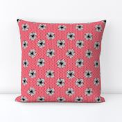 daisy fabric // dots florals 90s girls flower fabric - coral dots