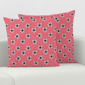 daisy fabric // dots florals 90s girls flower fabric - coral dots