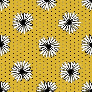 daisy fabric // dots florals 90s girls flower fabric - golden dots