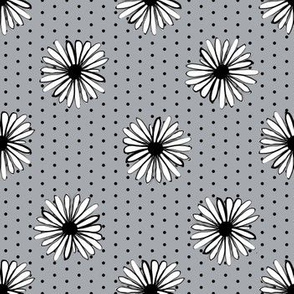 daisy fabric // dots florals 90s girls flower fabric - grey dots