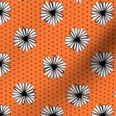 daisy fabric // dots florals 90s girls flower fabric - orange dots