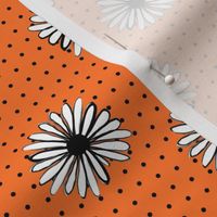 daisy fabric // dots florals 90s girls flower fabric - orange dots