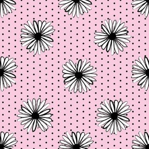 daisy fabric // dots florals 90s girls flower fabric - pink dots
