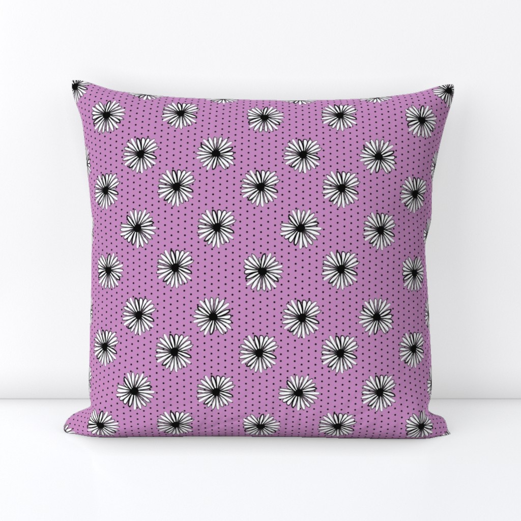 daisy fabric // dots florals 90s girls flower fabric - purple dots