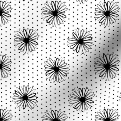 daisy fabric // dots florals 90s girls flower fabric - white dots