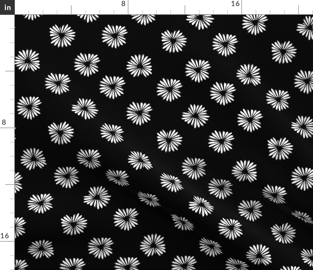 daisy fabric // dots florals 90s girls flower fabric - black