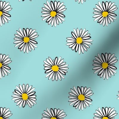 daisy fabric // dots florals 90s girls flower fabric - powder blue