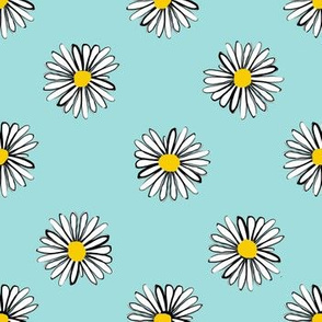 daisy fabric // dots florals 90s girls flower fabric - powder blue