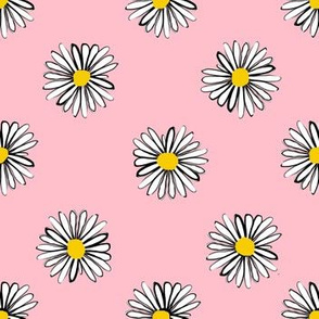 daisy fabric // dots florals 90s girls flower fabric - pink