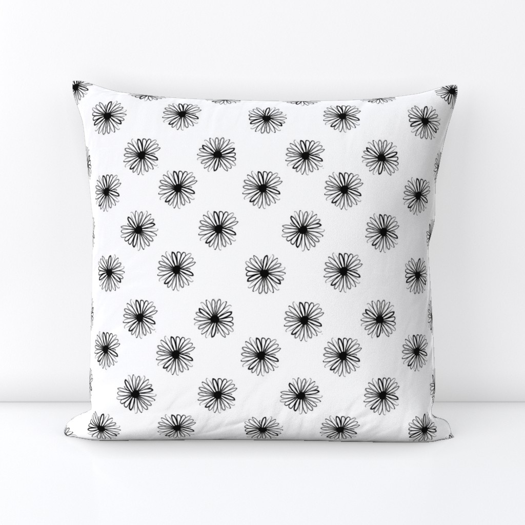 daisy fabric // dots florals 90s girls flower fabric - black and white