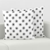 daisy fabric // dots florals 90s girls flower fabric - black and white