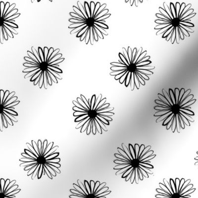 daisy fabric // dots florals 90s girls flower fabric - black and white