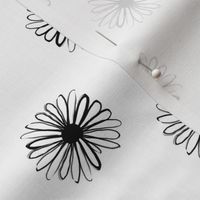 daisy fabric // dots florals 90s girls flower fabric - black and white
