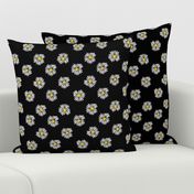 daisy fabric // dots florals 90s girls flower fabric - black and yellow