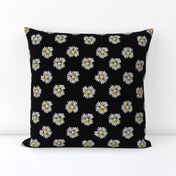 daisy fabric // dots florals 90s girls flower fabric - black and yellow